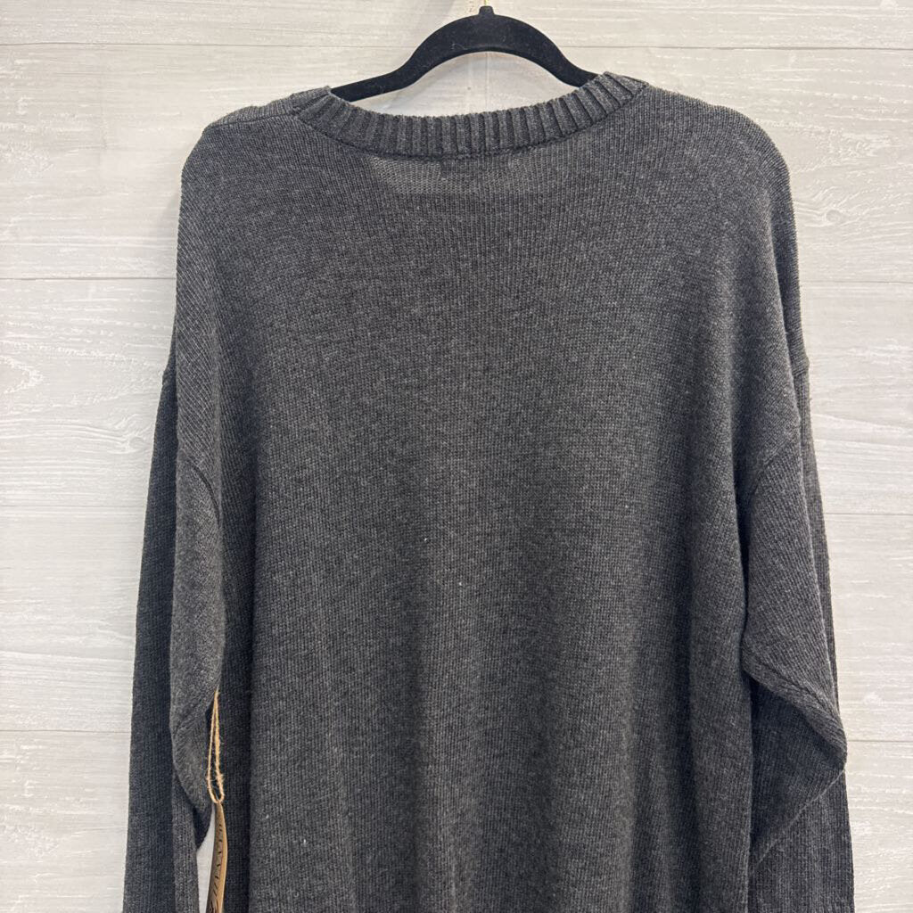 Z Supply Grey Knit Long Sleeve Sweater Dress Large