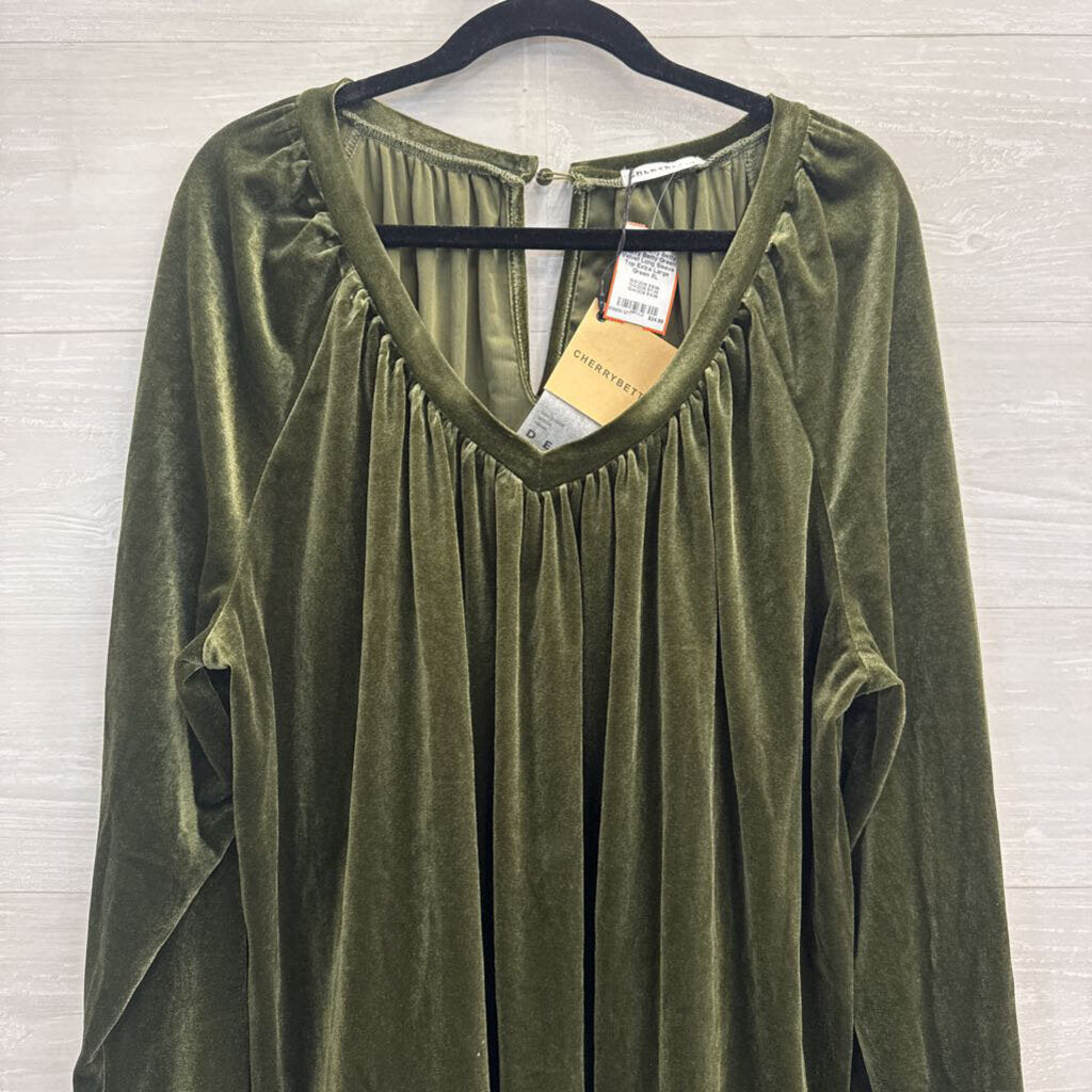 Cherry Betty Green Velvet Long Sleeve Top Extra Large