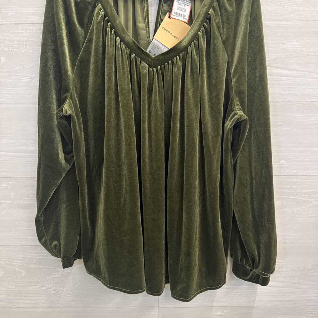 Cherry Betty Green Velvet Long Sleeve Top Extra Large