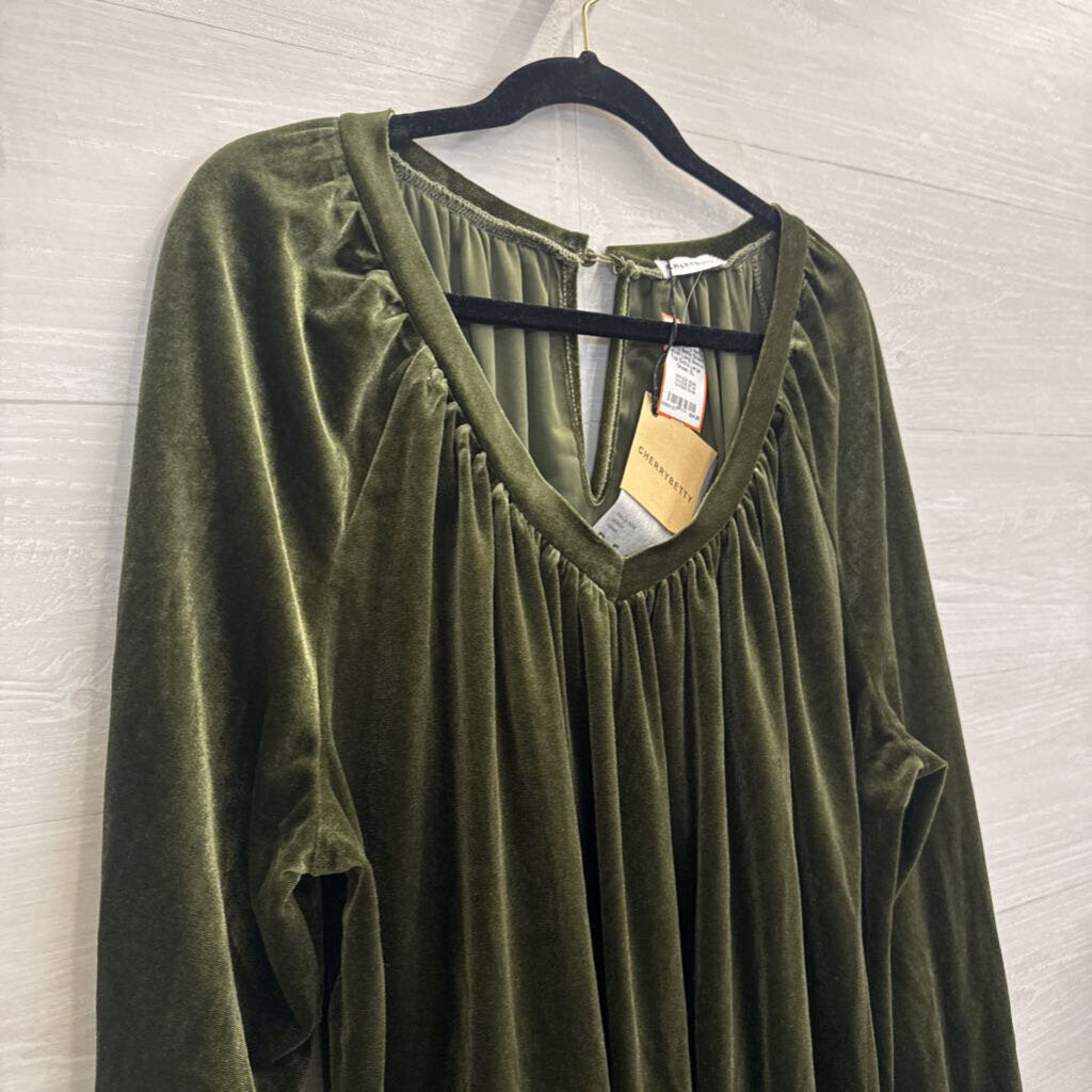 Cherry Betty Green Velvet Long Sleeve Top Extra Large