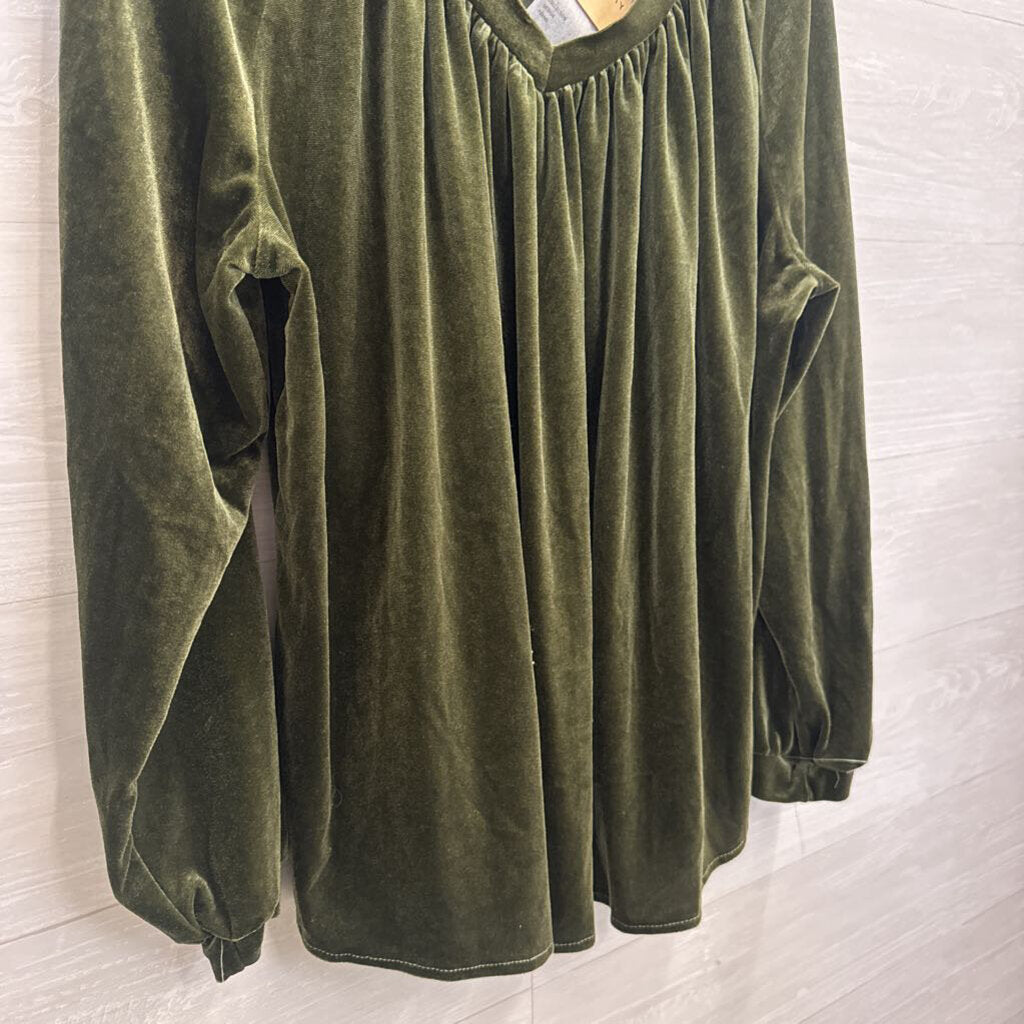 Cherry Betty Green Velvet Long Sleeve Top Extra Large