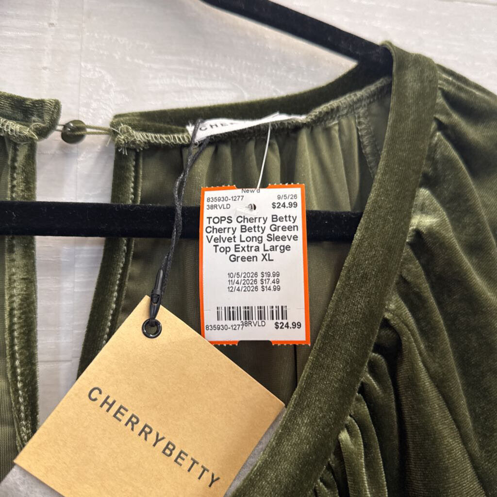 Cherry Betty Green Velvet Long Sleeve Top Extra Large