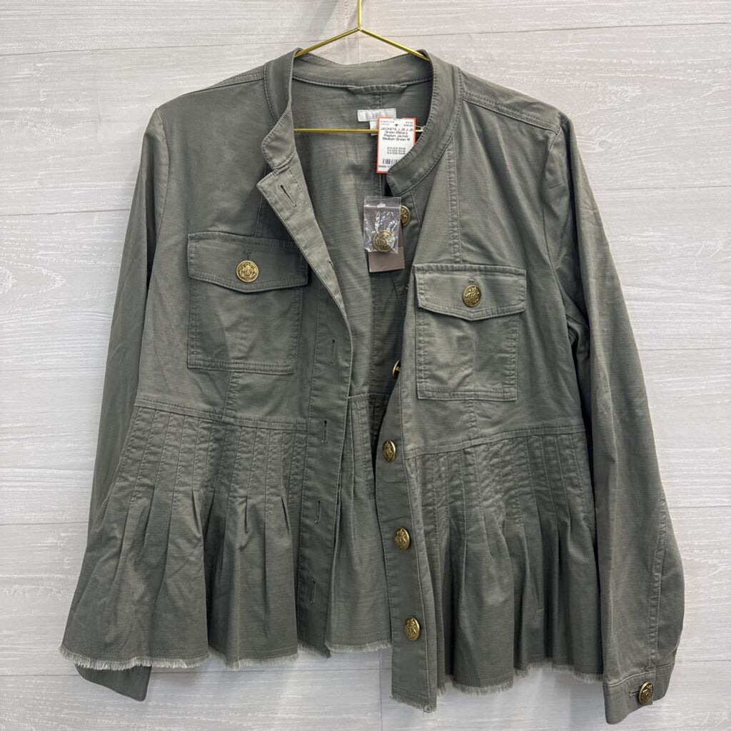 J Jill Green Military Peplum Jacket Medium