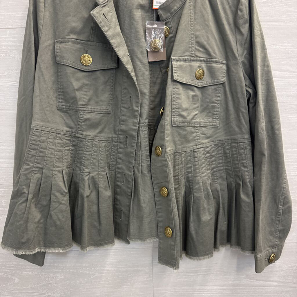 J Jill Green Military Peplum Jacket Medium