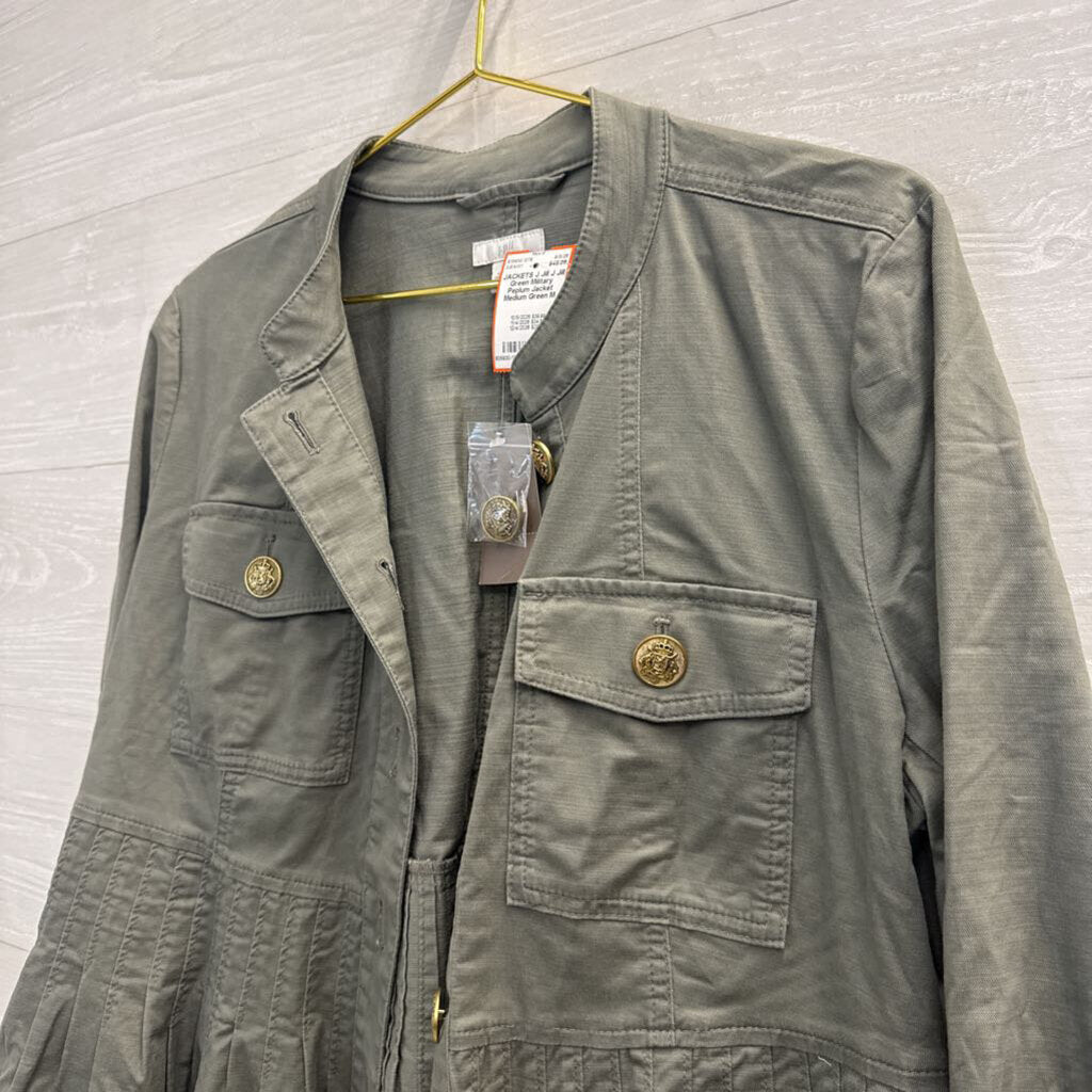 J Jill Green Military Peplum Jacket Medium