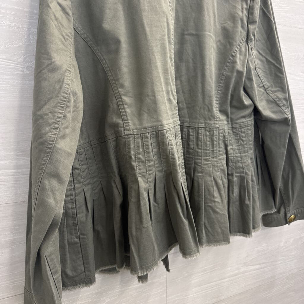 J Jill Green Military Peplum Jacket Medium