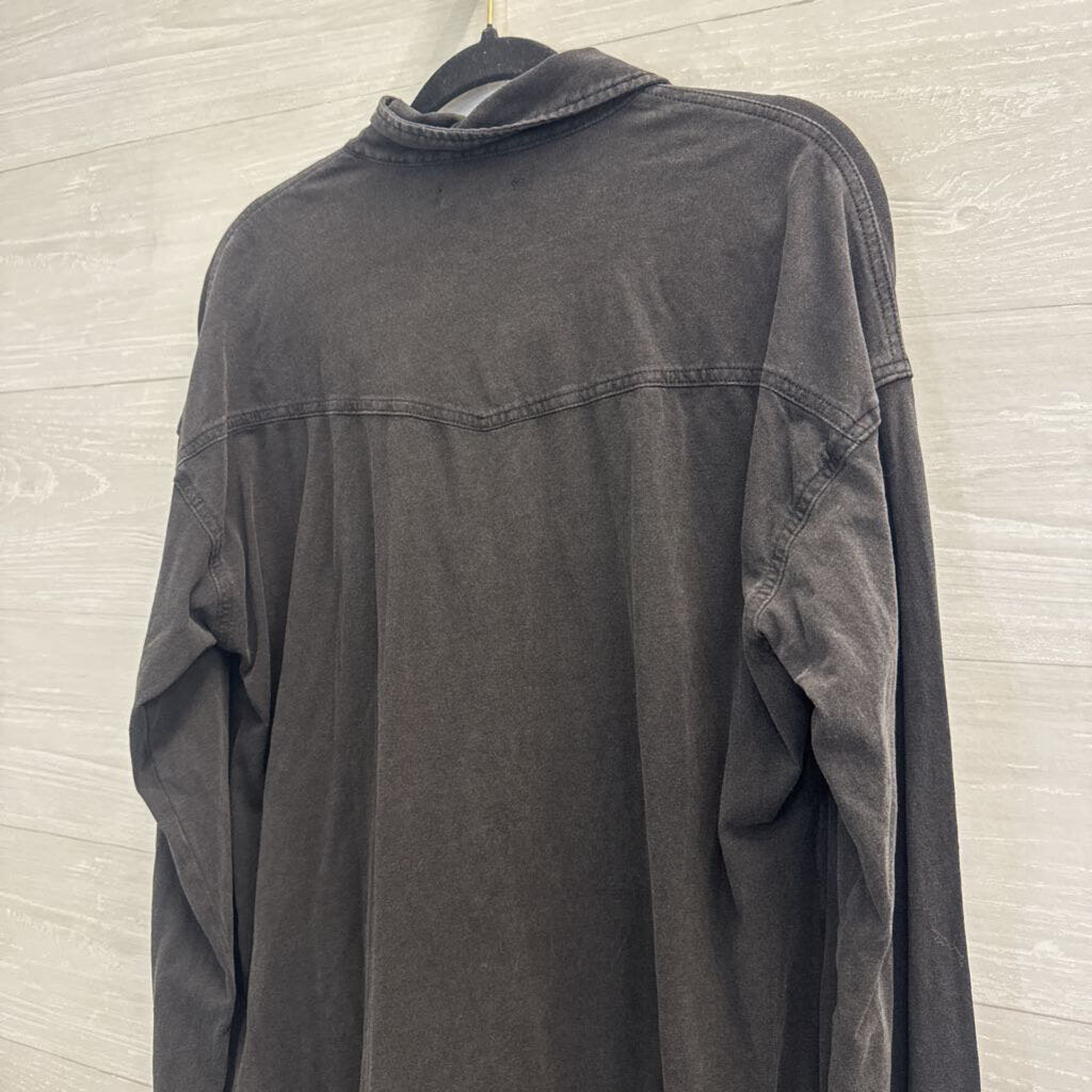 Z Supply Grey Long Sleeve Snap Front Top Large