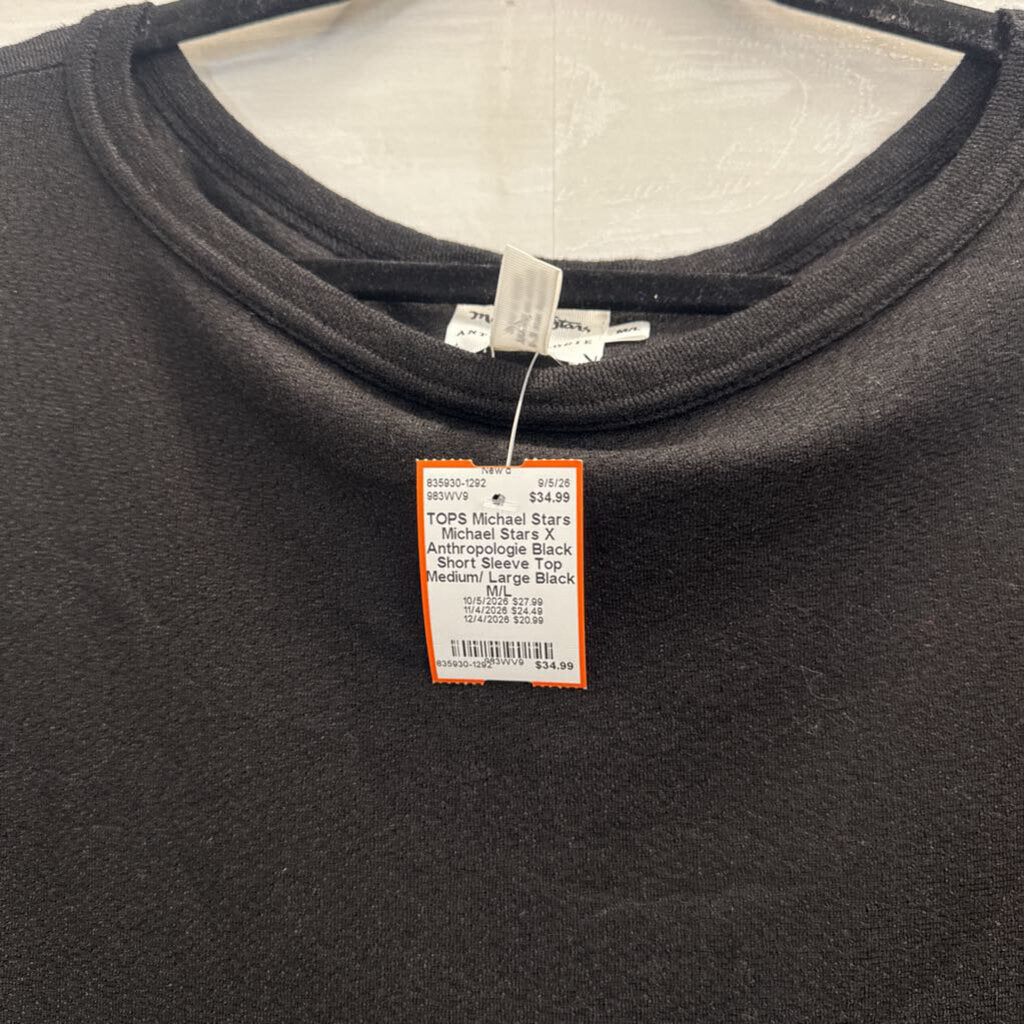Michael Stars X Anthropologie Black Short Sleeve Top Medium/ Large