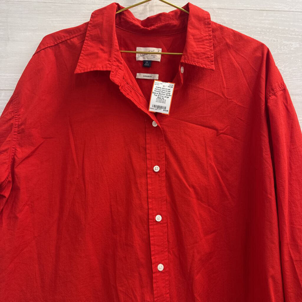 Universal Thread Red Long Sleeve Button Down Top Extra Large