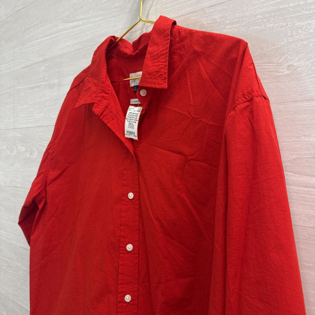 Universal Thread Red Long Sleeve Button Down Top Extra Large