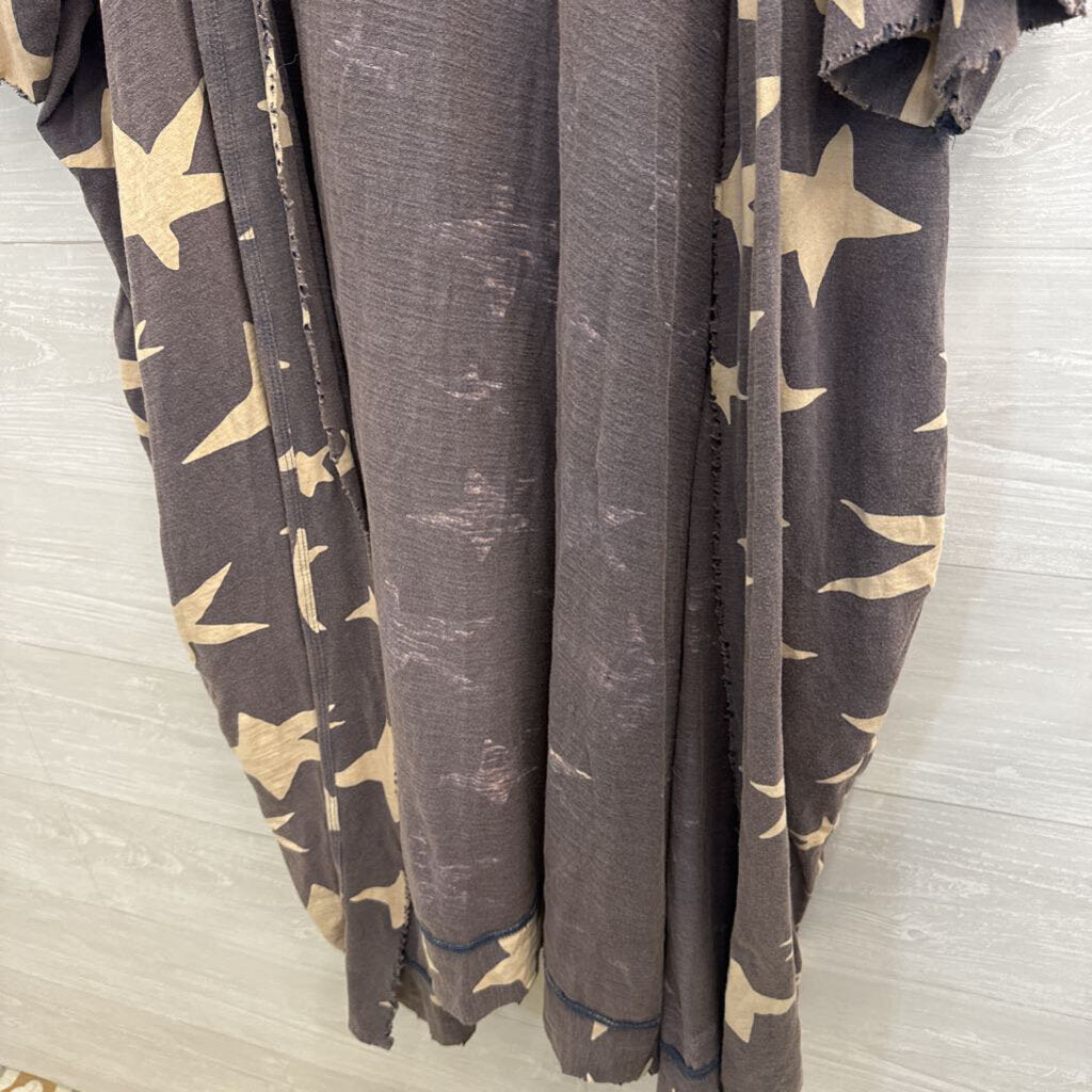 Jaded Gypsy Grey/ Beige Star Print Duster Kimono One Size