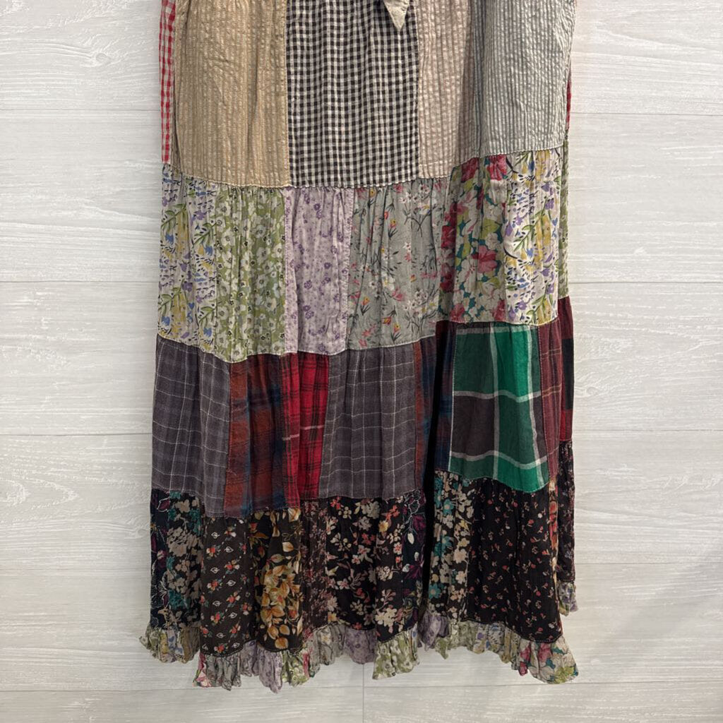 Young Threads Blue/ Multi Patchwork Maxi Skirt Large