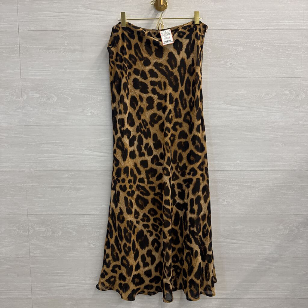 Vici Brown/ Black Leopard Print Maxi Skirt Large