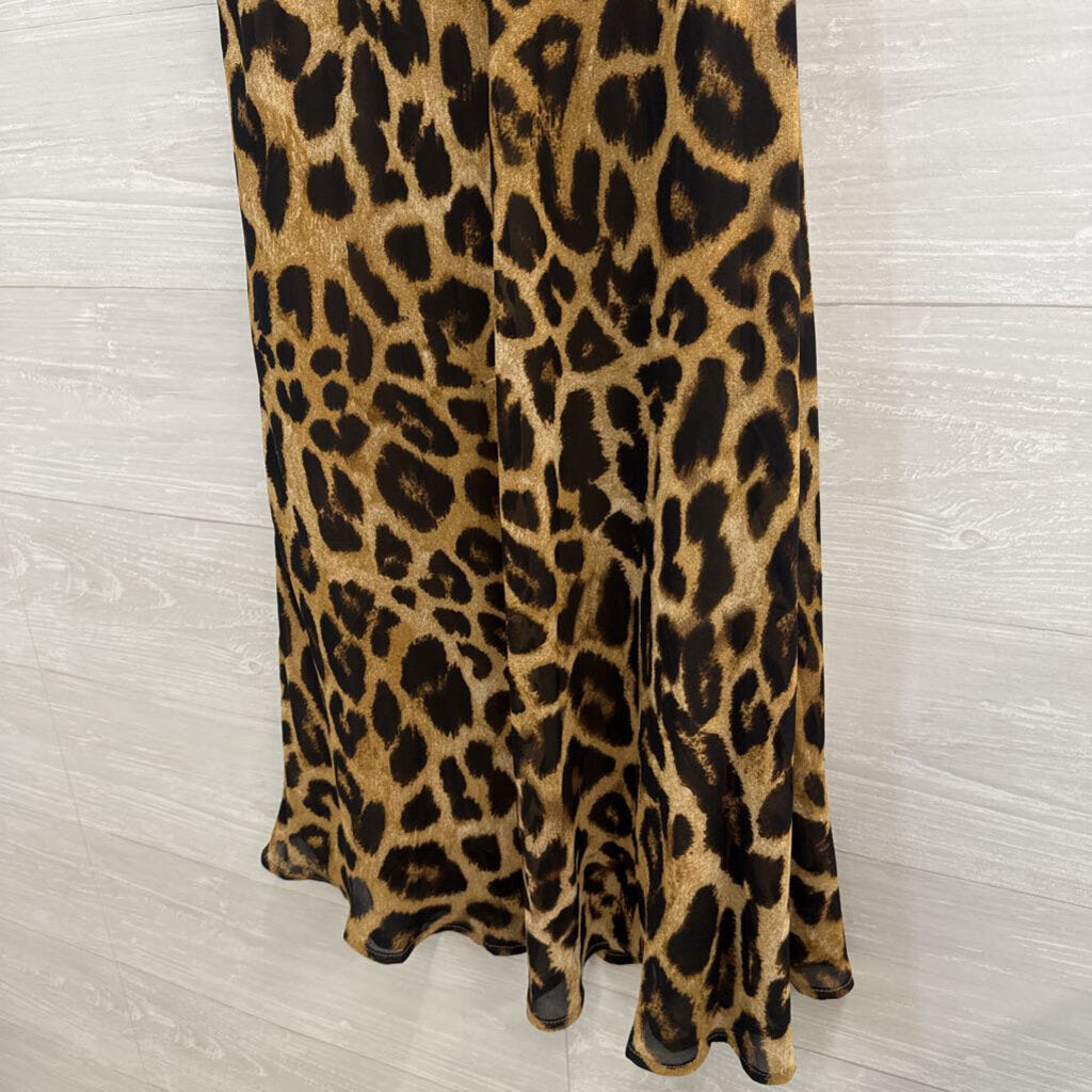 Vici Brown/ Black Leopard Print Maxi Skirt Large