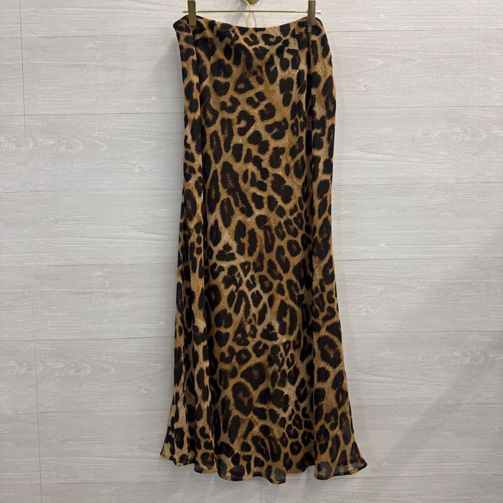 Vici Brown/ Black Leopard Print Maxi Skirt Large