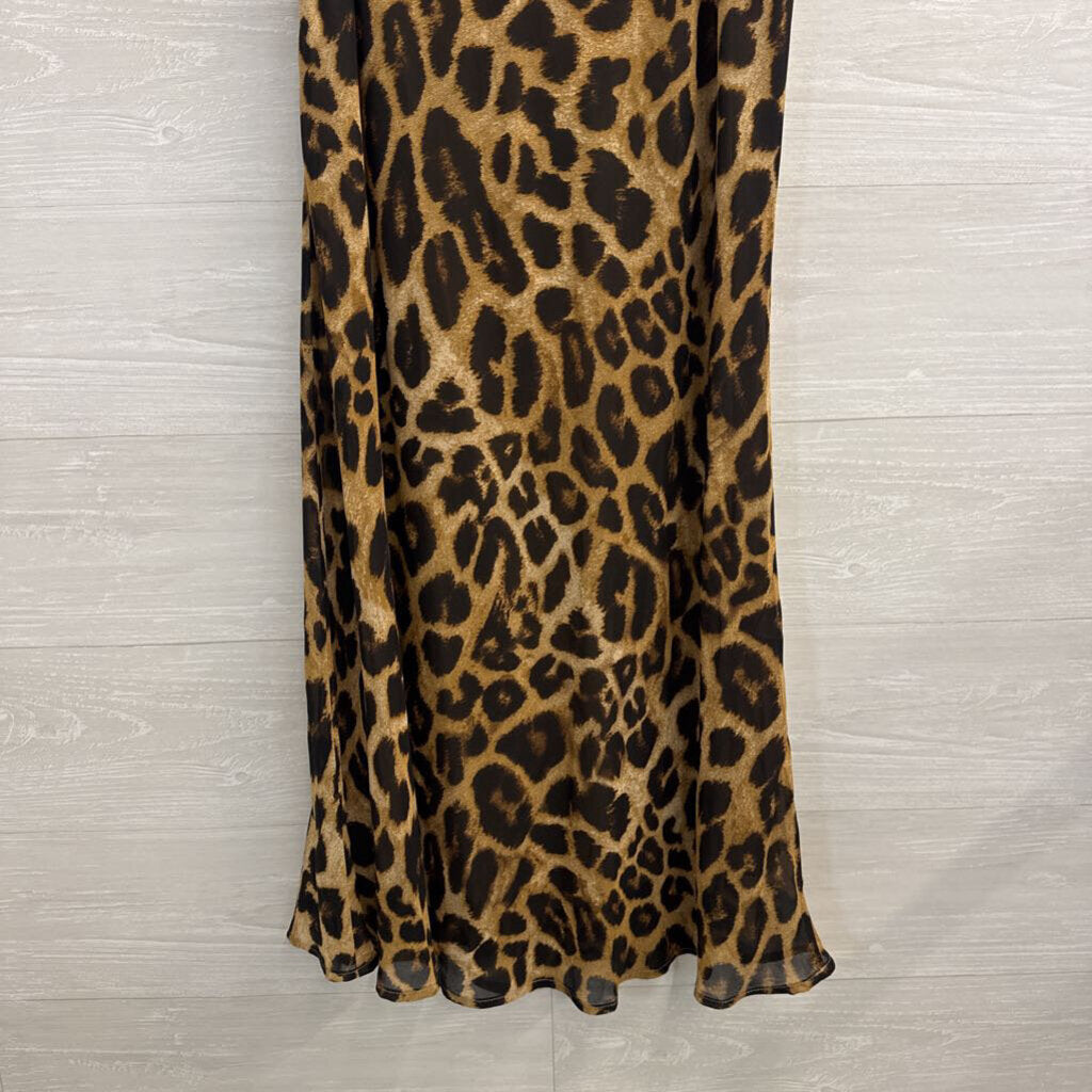 Vici Brown/ Black Leopard Print Maxi Skirt Large