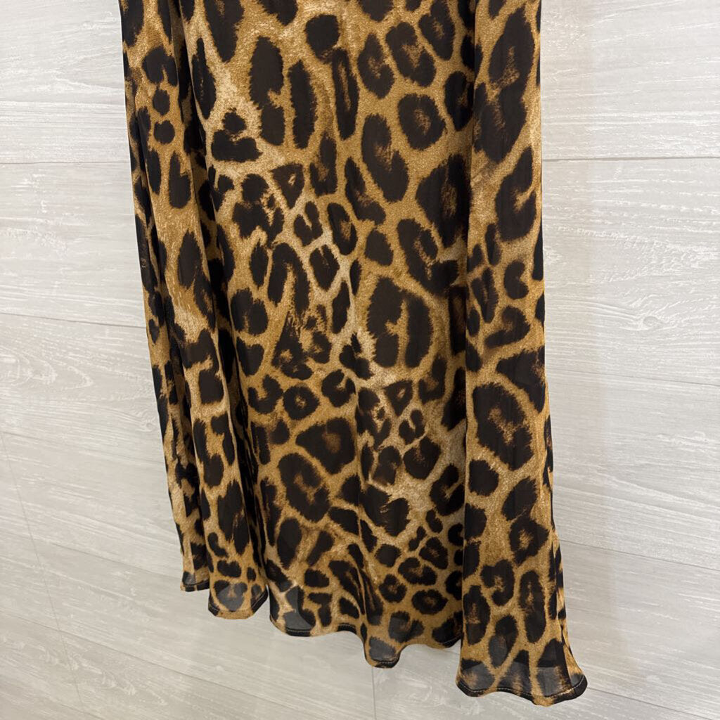 Vici Brown/ Black Leopard Print Maxi Skirt Large