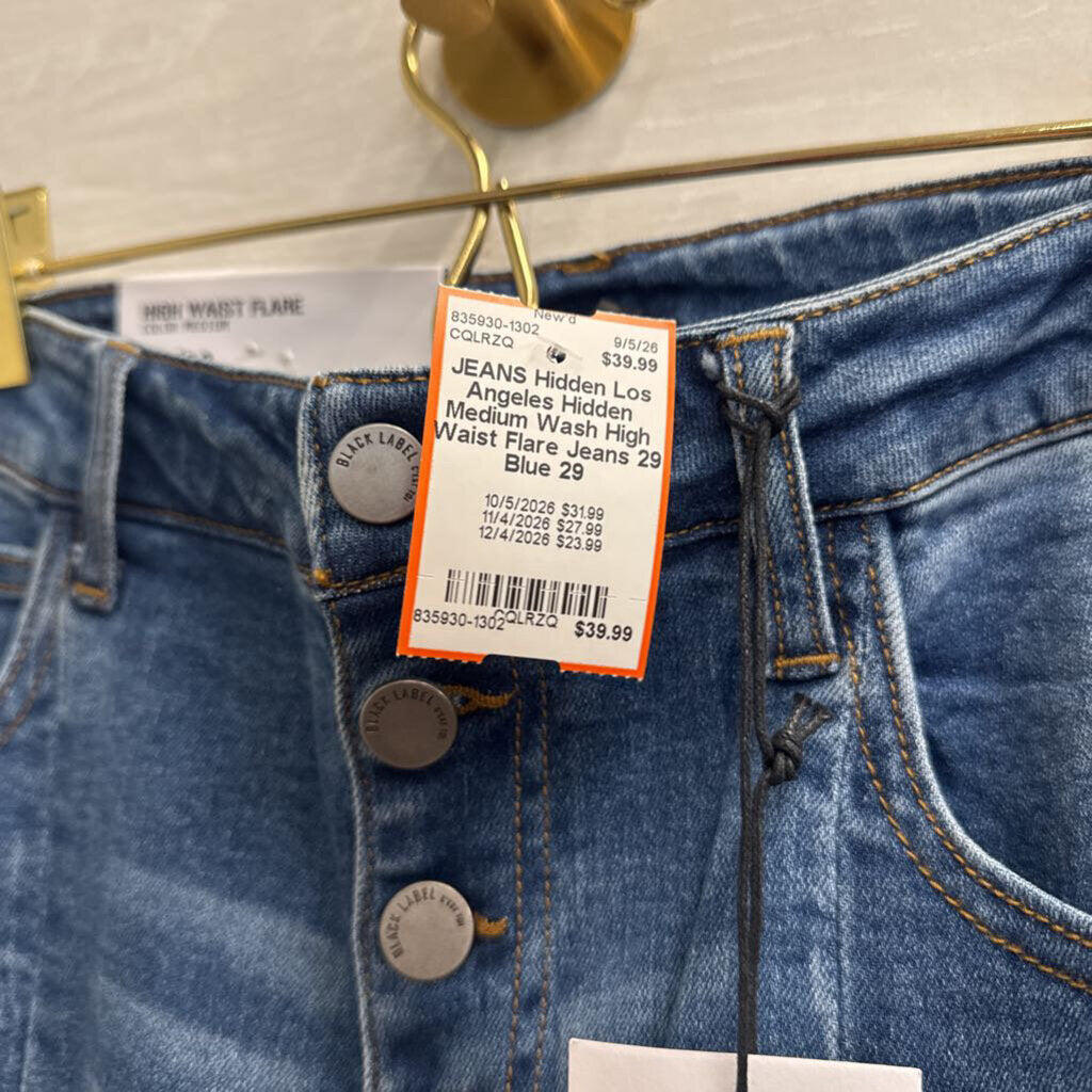Hidden Medium Wash High Waist Flare Jeans 29