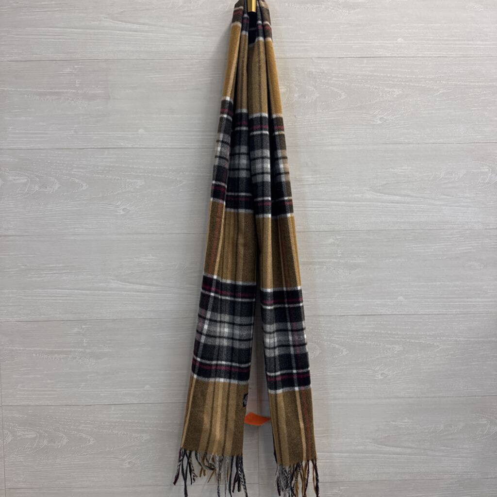 Brown/ Grey Plaid Soft Scarf