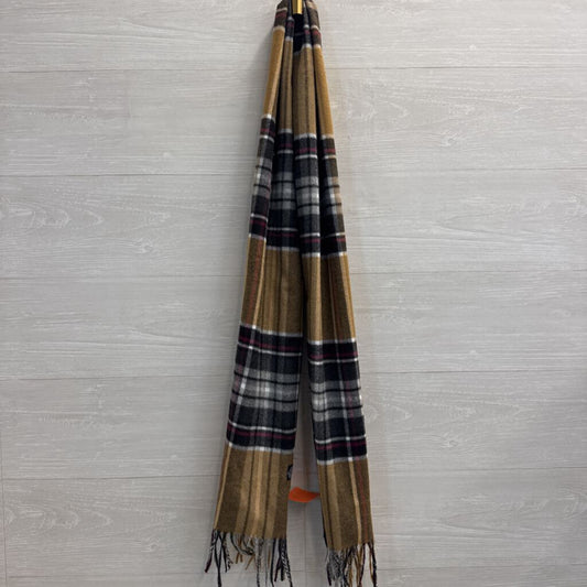 Brown/ Grey Plaid Soft Scarf