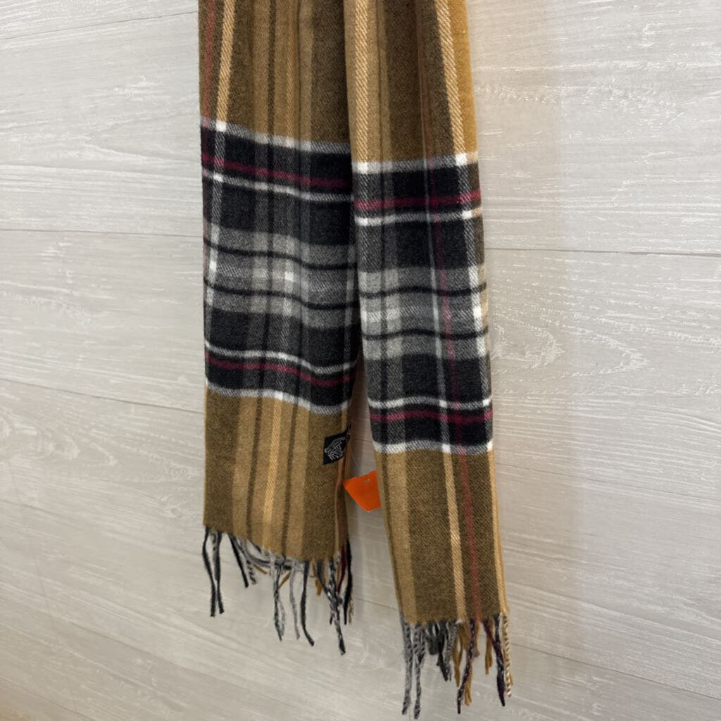 Brown/ Grey Plaid Soft Scarf