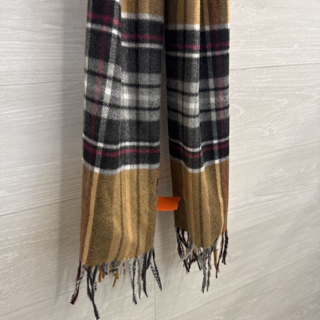 Brown/ Grey Plaid Soft Scarf