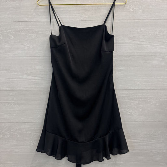 Altar'd State Black Silky Ruffle Hem Tie Waist Dress Small