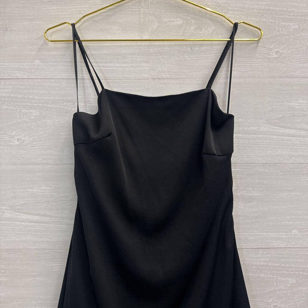 Altar'd State Black Silky Ruffle Hem Tie Waist Dress Small