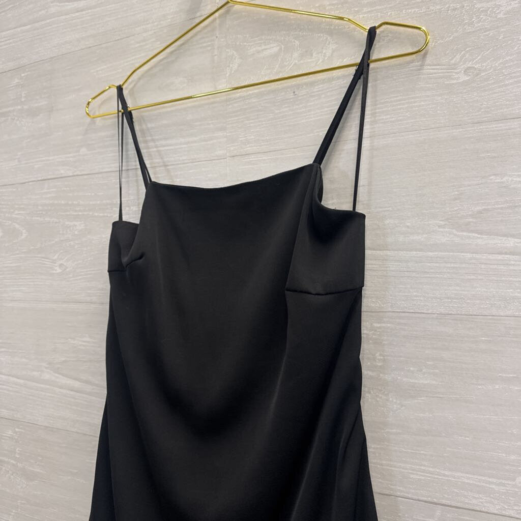 Altar'd State Black Silky Ruffle Hem Tie Waist Dress Small