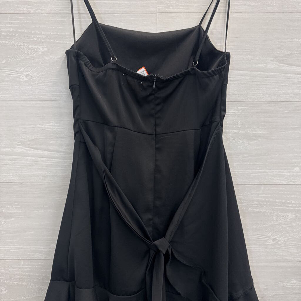 Altar'd State Black Silky Ruffle Hem Tie Waist Dress Small