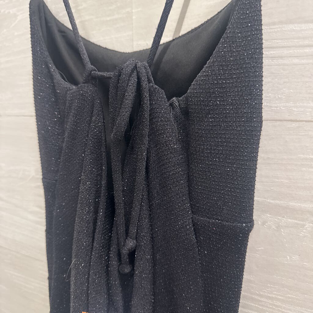 City Studio Black Shimmer Tie Back Short Formal Dress Small