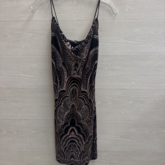 Jump Apparel Black/ Rose Gold Sparkle Print Short Formal Dress 1/2