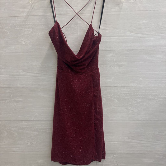 B Darlin Burgundy Shimmer Short Formal Dress 1/2