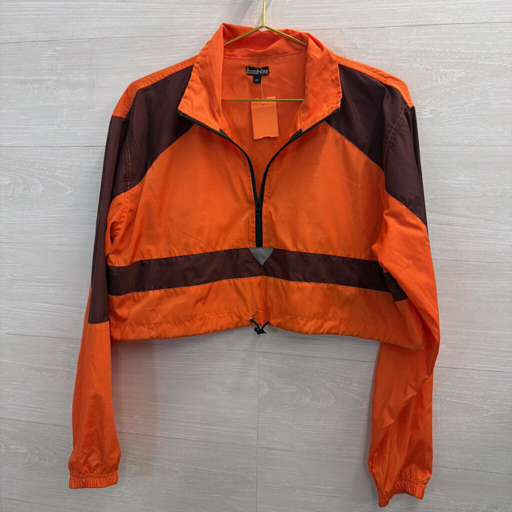 Boohoo Orange/ Burgundy Cropped Long Sleeve Pullover 14