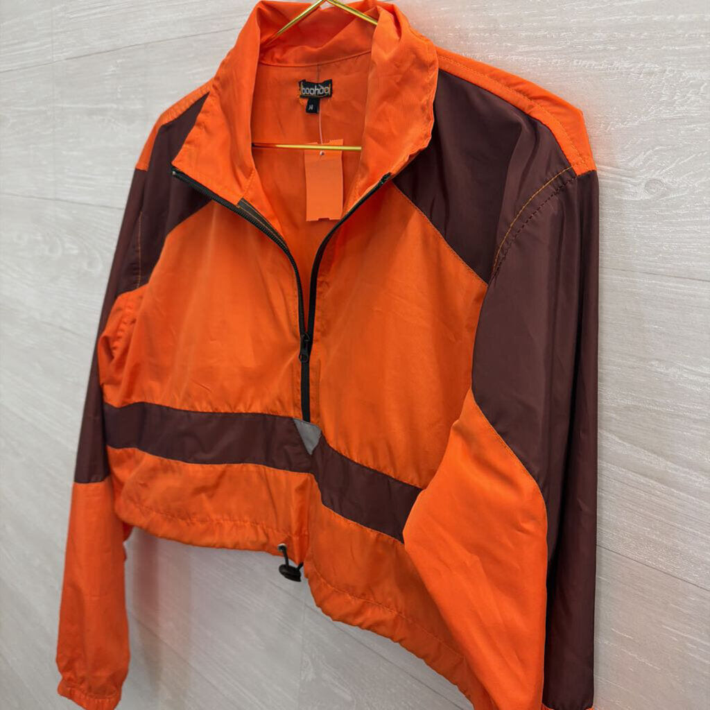 Boohoo Orange/ Burgundy Cropped Long Sleeve Pullover 14