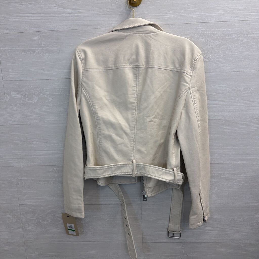 Levi Strauss Cream Faux Leather Moto Jacket Large