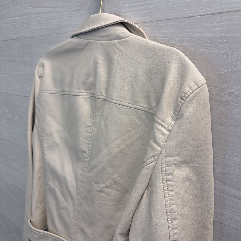Levi Strauss Cream Faux Leather Moto Jacket Large