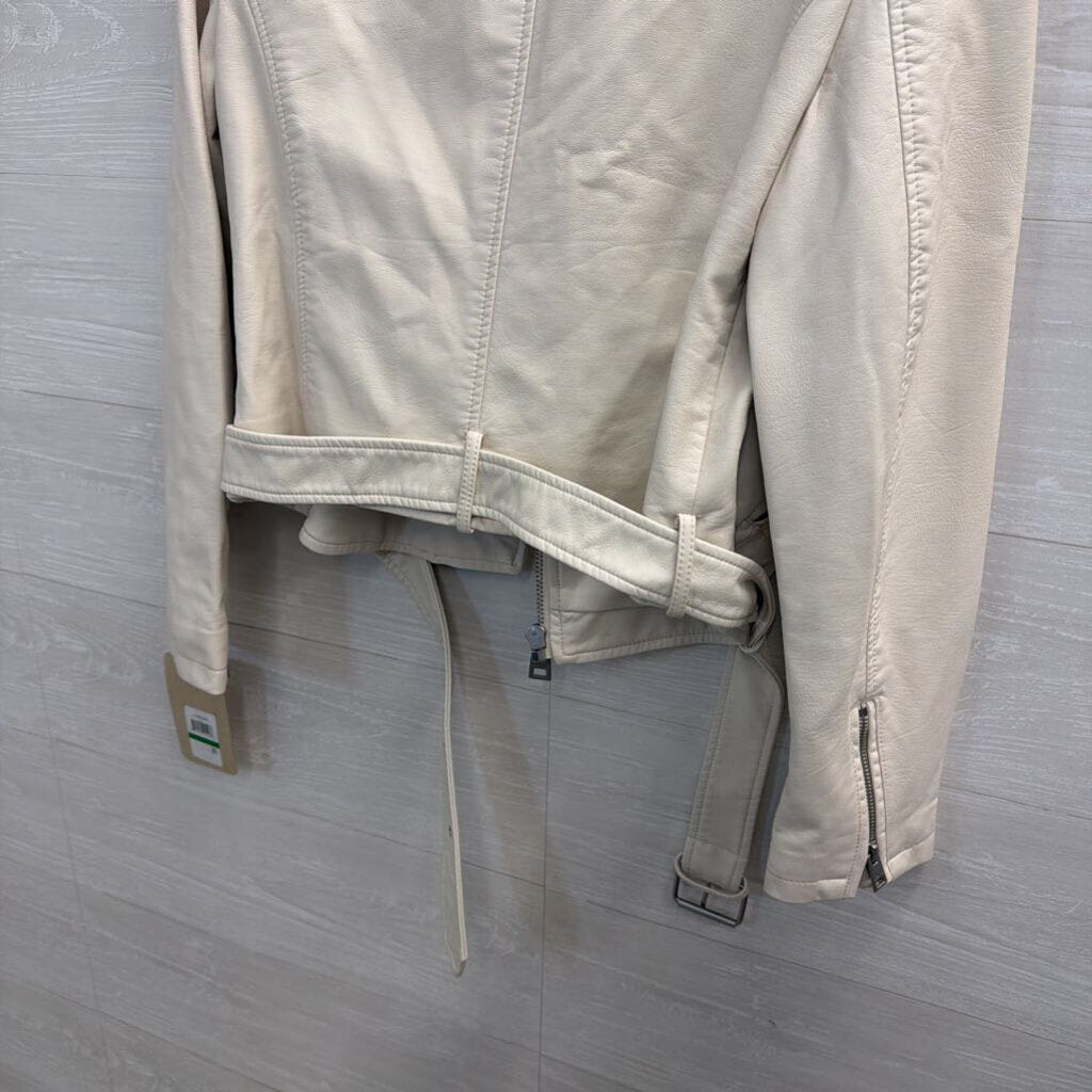 Levi Strauss Cream Faux Leather Moto Jacket Large