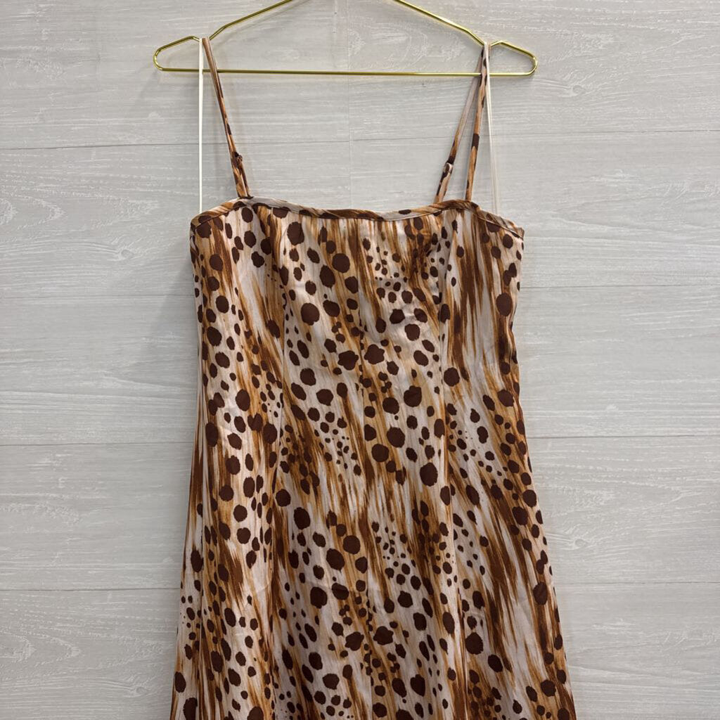 Flying Tomato Cream/ Brown Print Maxi Dress Large