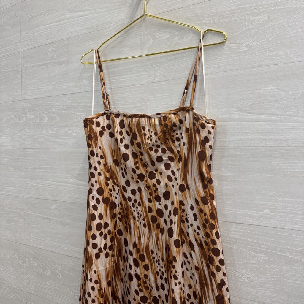 Flying Tomato Cream/ Brown Print Maxi Dress Large