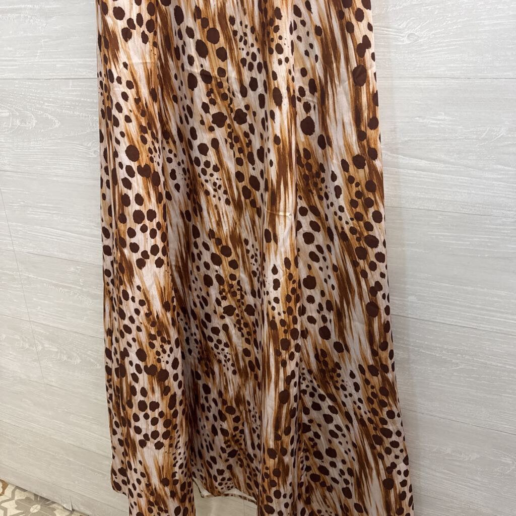 Flying Tomato Cream/ Brown Print Maxi Dress Large
