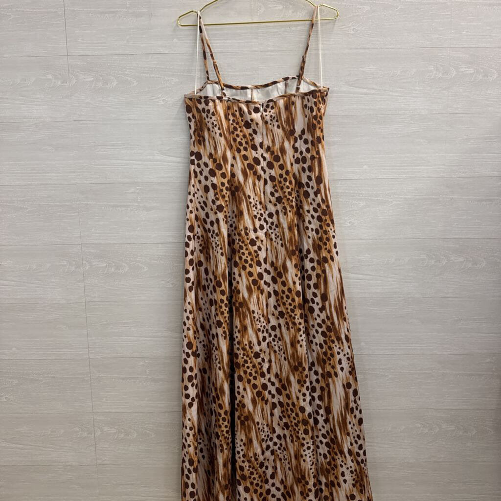 Flying Tomato Cream/ Brown Print Maxi Dress Large