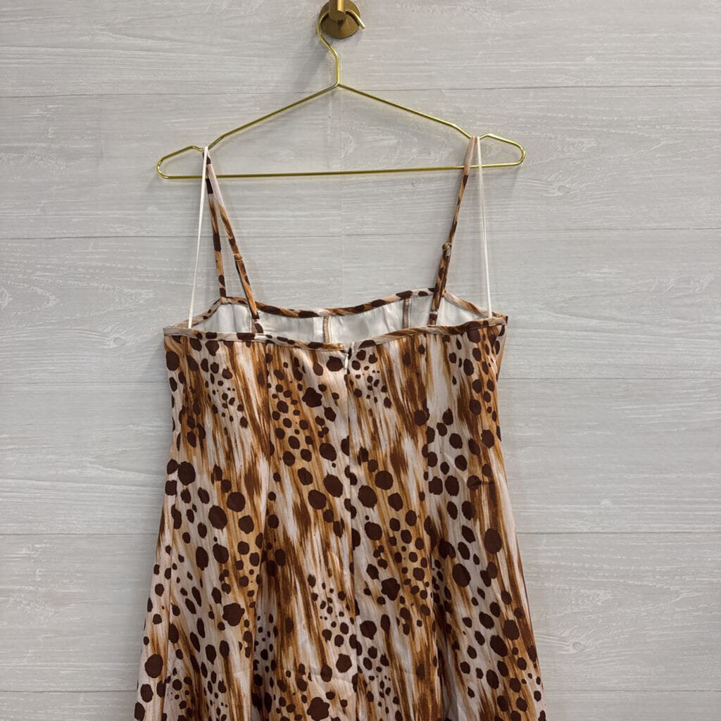 Flying Tomato Cream/ Brown Print Maxi Dress Large