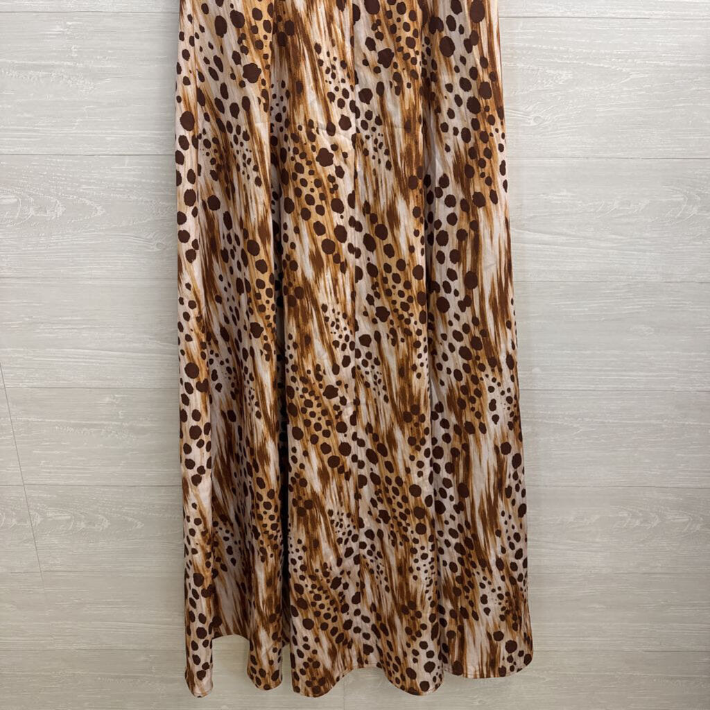 Flying Tomato Cream/ Brown Print Maxi Dress Large
