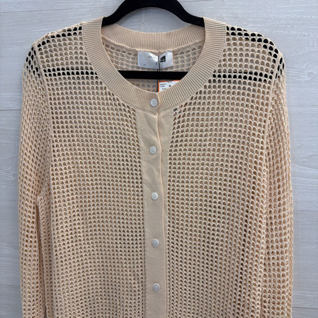 Amanda Jean Cream Open Knit Cardigan Sweater Large/ Extra Large