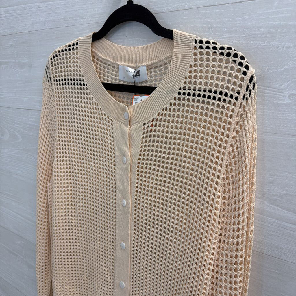 Amanda Jean Cream Open Knit Cardigan Sweater Large/ Extra Large