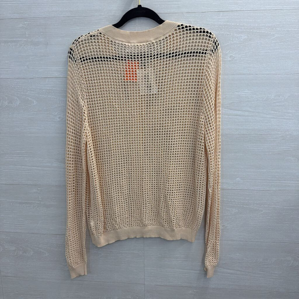 Amanda Jean Cream Open Knit Cardigan Sweater Large/ Extra Large