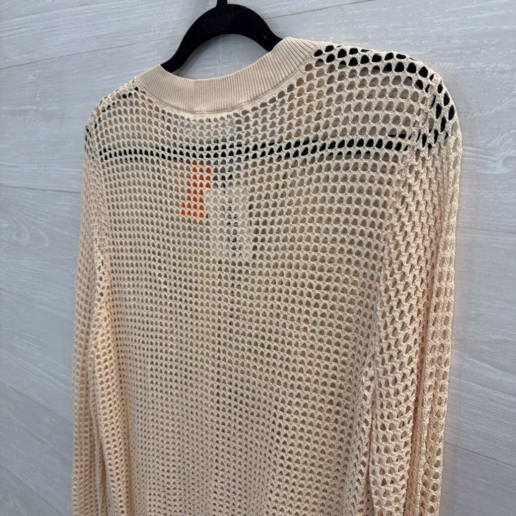 Amanda Jean Cream Open Knit Cardigan Sweater Large/ Extra Large