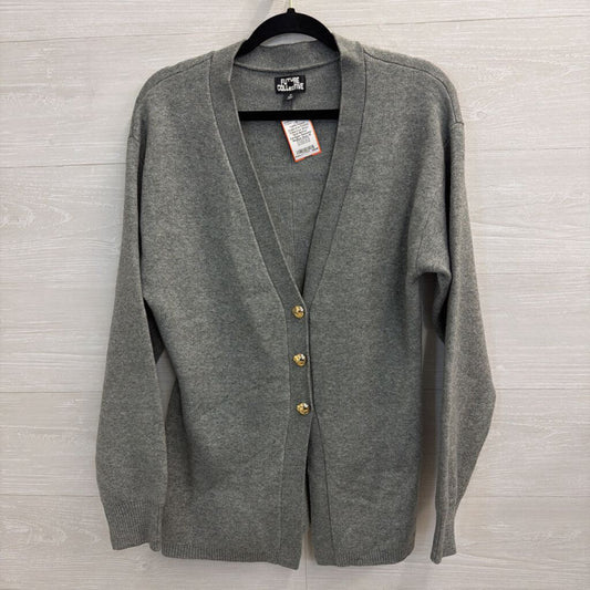 Future Collective Grey/ Gold Button Cardigan Sweater Medium