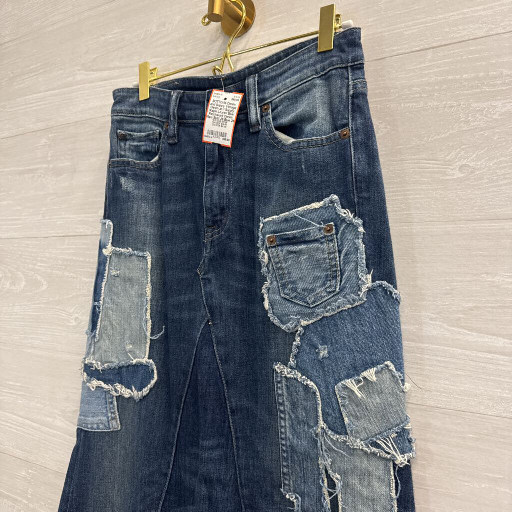 Vintage Denim and Supply Ralph Lauren Blue Patchwork Denim Maxi Skirt 26